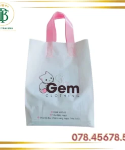 In Túi Quai Ép PE - Túi Trắng Sữa - Quai Hồng- Bao Bì Tâm Bình