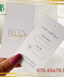 In Tag Quần Áo hình chữ nhật Đẹp- Bao Bì Tâm Bình